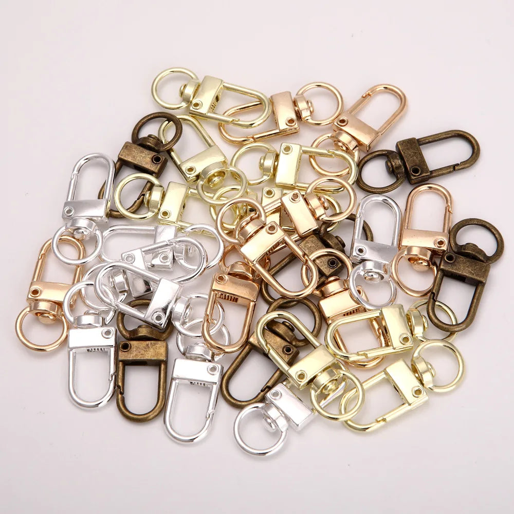 10pcs/lot Rotating Dog Buckle Gold Color Rhodium Metal Lobster Clasps Hooks For DIY Jewelry Making Key Ring Chain Accessories 