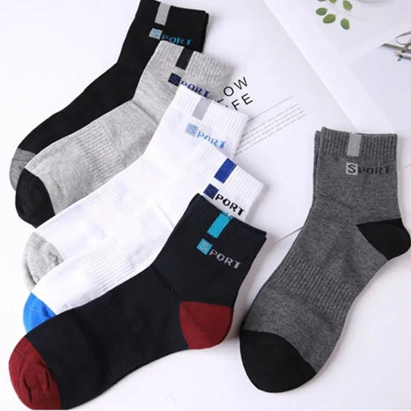 Breathable Sports Bamboo Fiber Men’s Socks Sweat Absorption 10/5/3pairs
