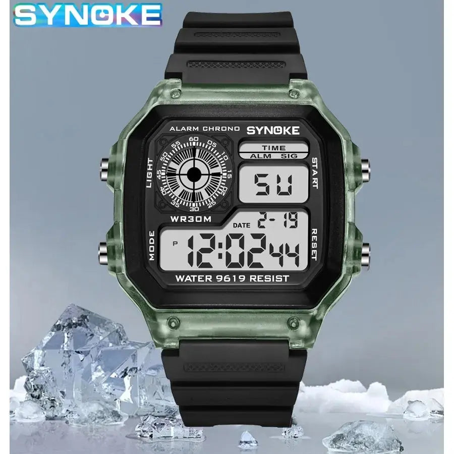SYNOKE Digital Men’s Multifunction Sports Luminous Waterproof Wristwatch