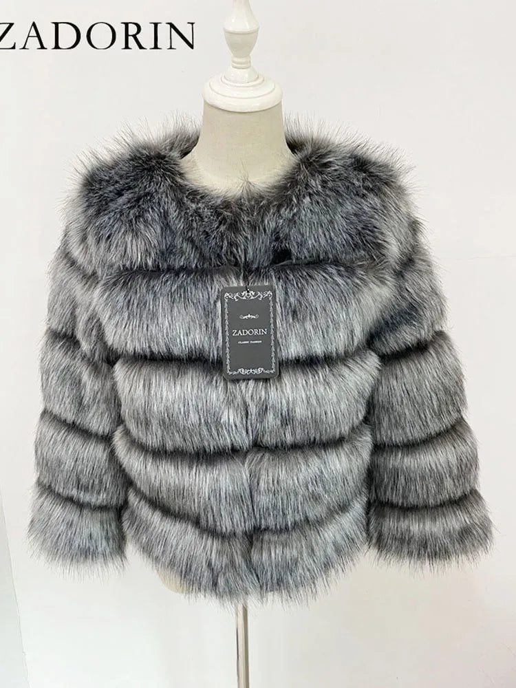 ZADORIN Woman’s Fluffy Winter Mink Coat Faux Fur S-6XL
