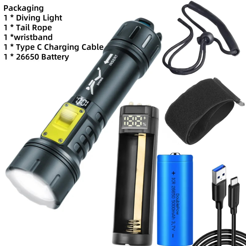 AquaPro XHP70 Diving Flashlight - IPX8 Waterproof Long Range