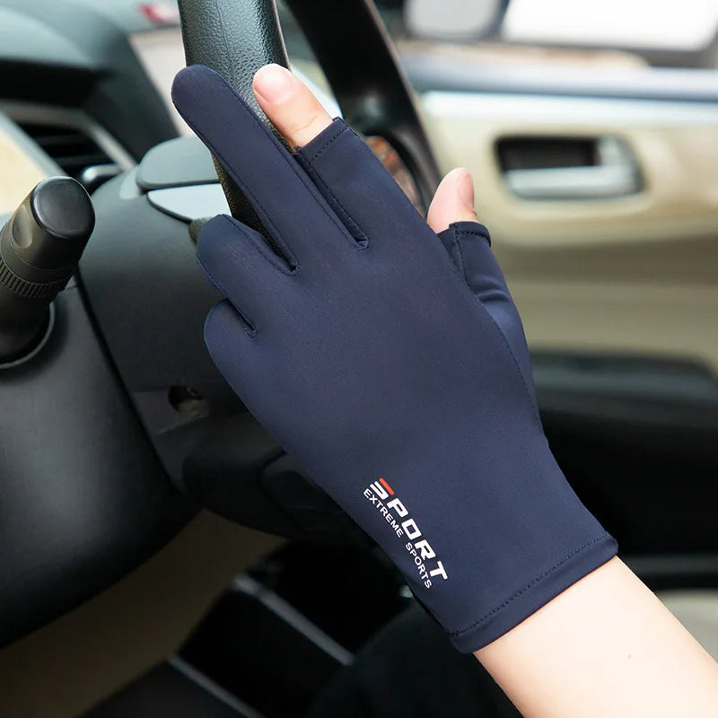 Ice Silk Half Finger Gloves - Breathable Sun Protection