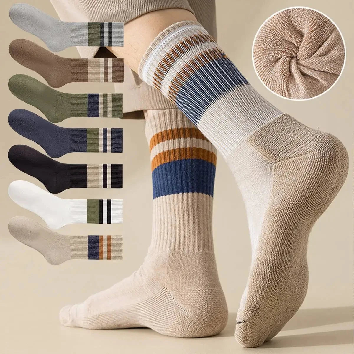 Breathable Sports Bamboo Fiber Men’s Socks Sweat Absorption 10/5/3pairs