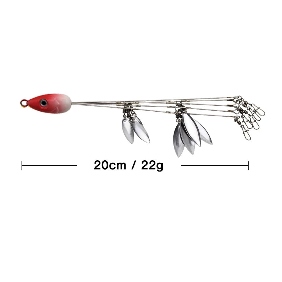 Umbrella Fishing lure Rig 5 Arms Alabama Rig Head Swimming Bait Bass Fishing Group Lure Snap Swivel Spinner, 18g