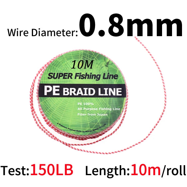 8 Strands PE Braided Assist Hook Trolling Line 70-200LB 10M