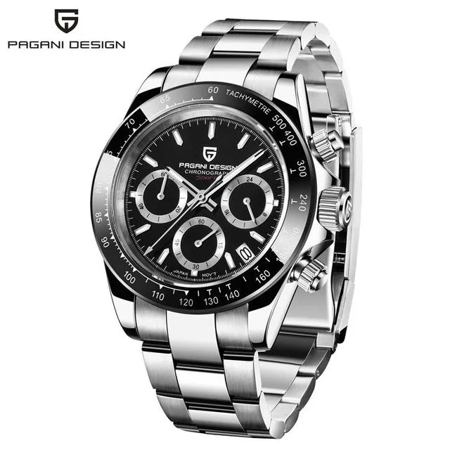 PAGANI DESIGN Men's Quartz Watches Sapphire Retro Chronograph Stainless Steel Waterproof Watch 40mm New V2