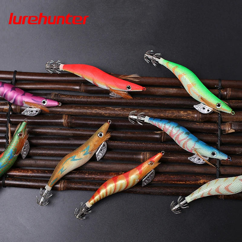 AquaLure Glow Squid Jig Set 3D Eyes - Glow Night Fishing