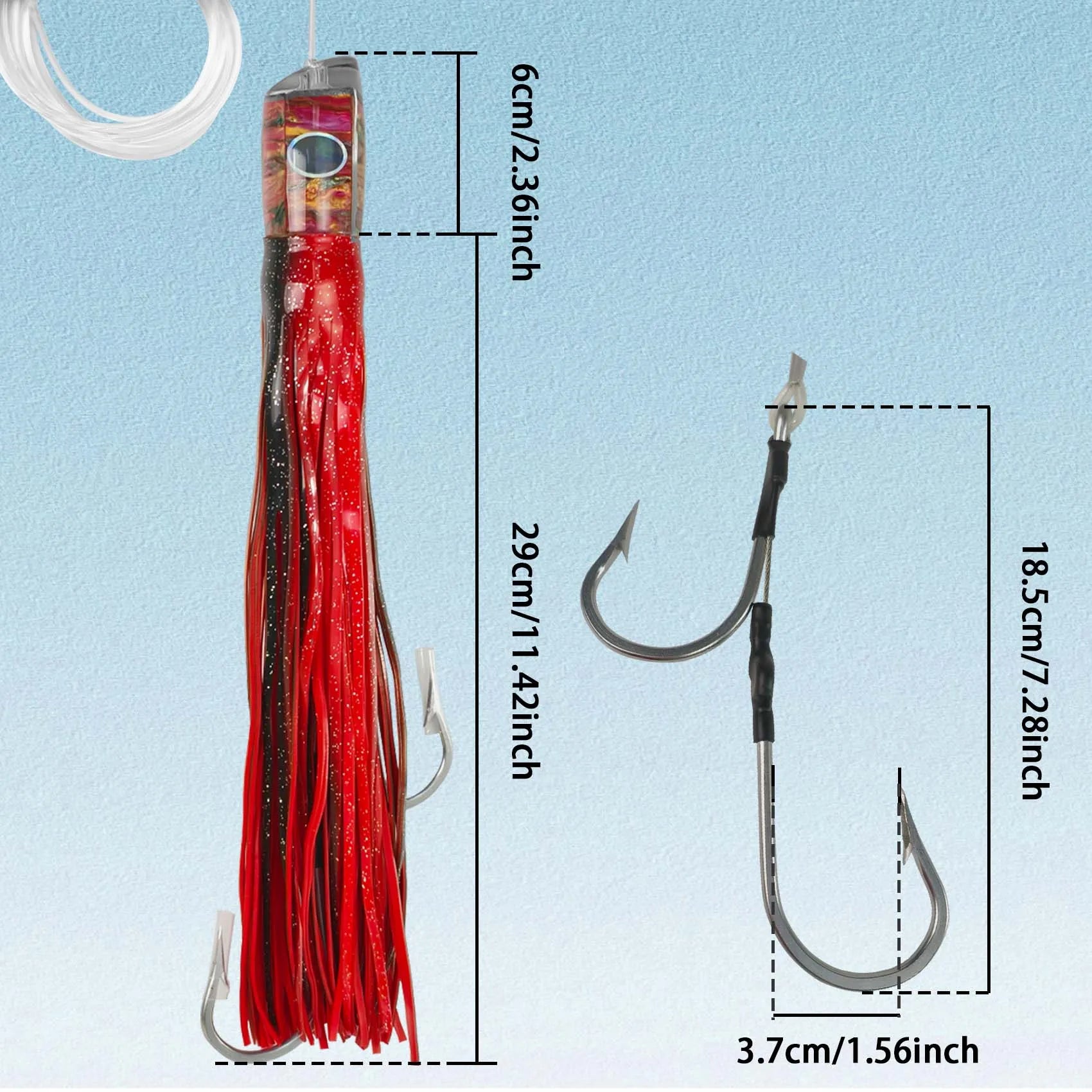 Aventik Resin Slant Head Trolling Lure with 3D Eyes and Dual-Layer Silicone Skirt for Tuna Mahi Mahi, Marlin, Wahoo and Sailfish