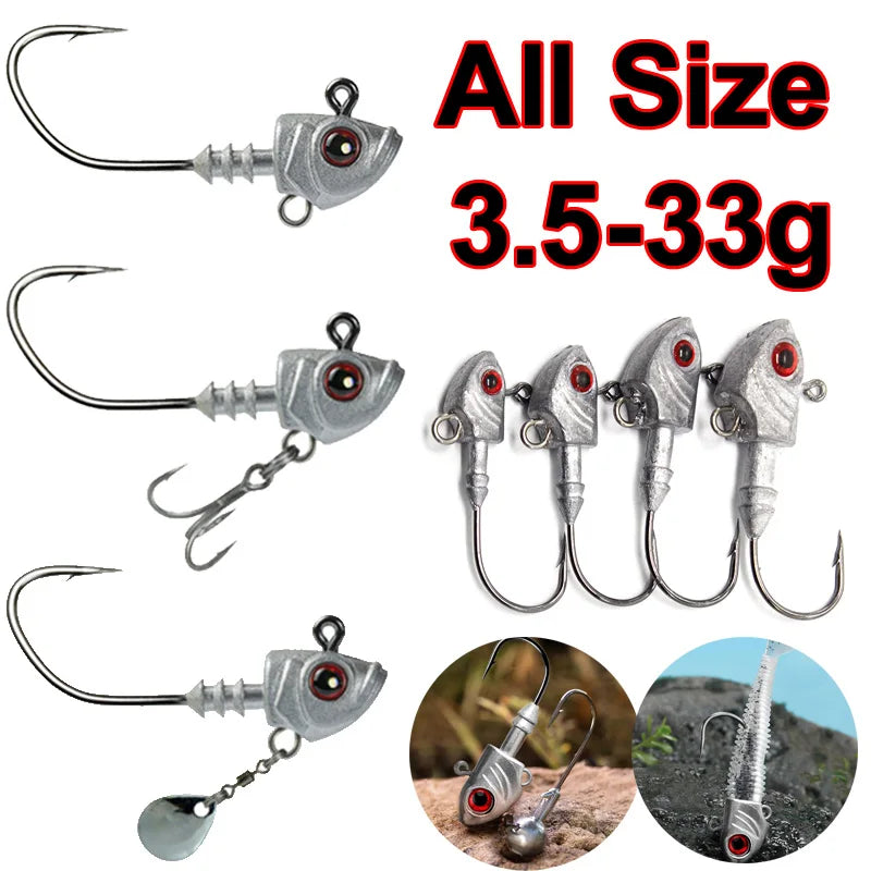 3PCS Jighead Fishhooks 3.5g-33g Fishing Hooks With Treble Hook Sequin Spoon Soft Worm Assist Fishing Hooks Soft Worm Accessoriesni