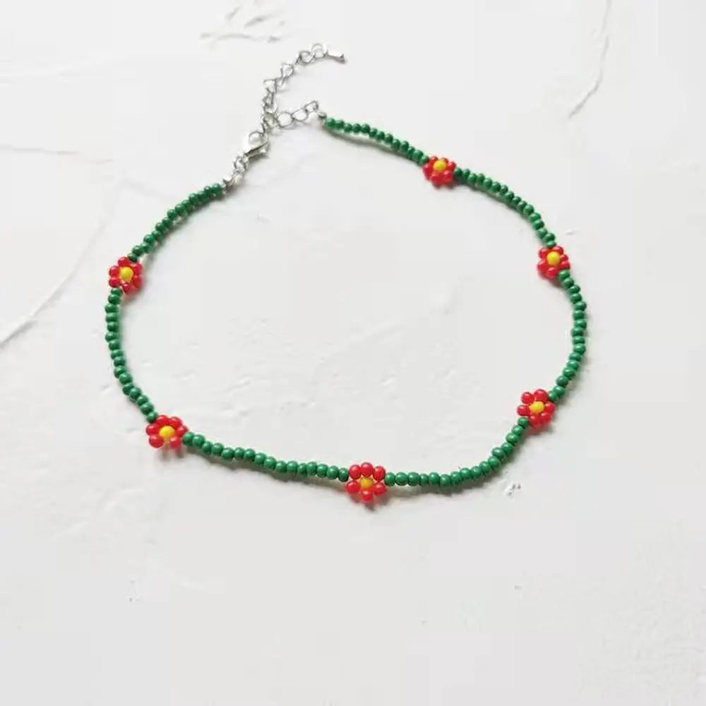 Fashion Beach Daisy Jewelry Gift Short Lovely Clavicle Necklace Flowers Beaded Necklace Bohemia Choker Women Necklace