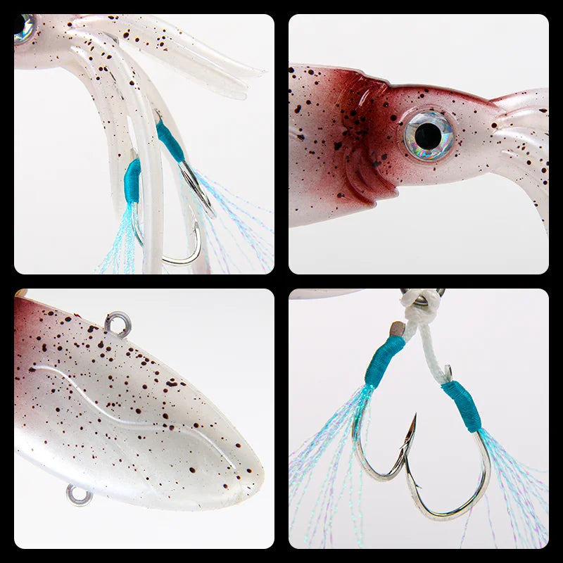 90g 130g Luminous UV TPR Octopus Squid Skirt Sea Saltwater With Assist Hook Jigging Fishing Soft Lures Bait