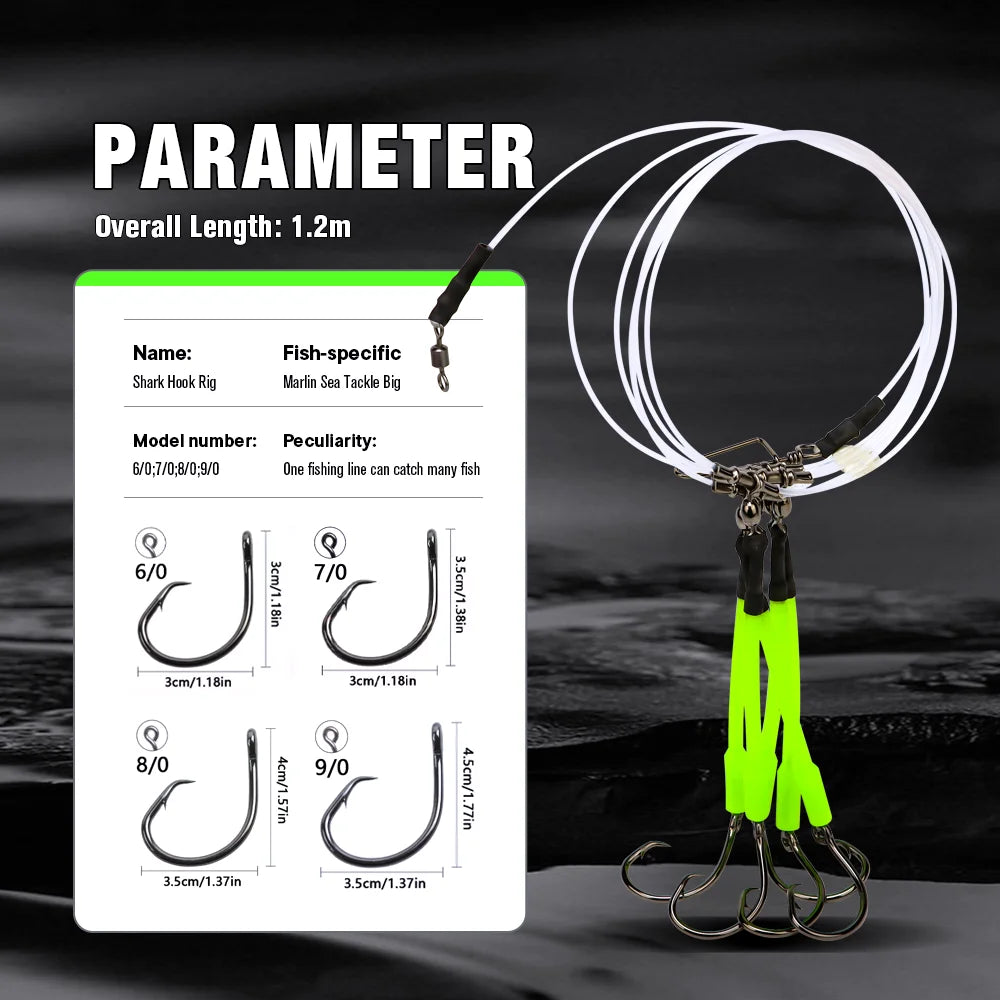 Big Game Fishing Hook Rig with 5 Hooks 1 Piece
