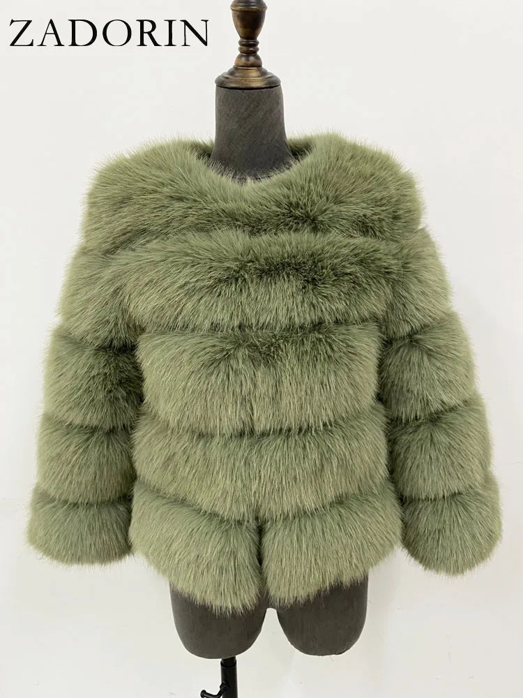 ZADORIN Woman’s Fluffy Winter Mink Coat Faux Fur S-6XL