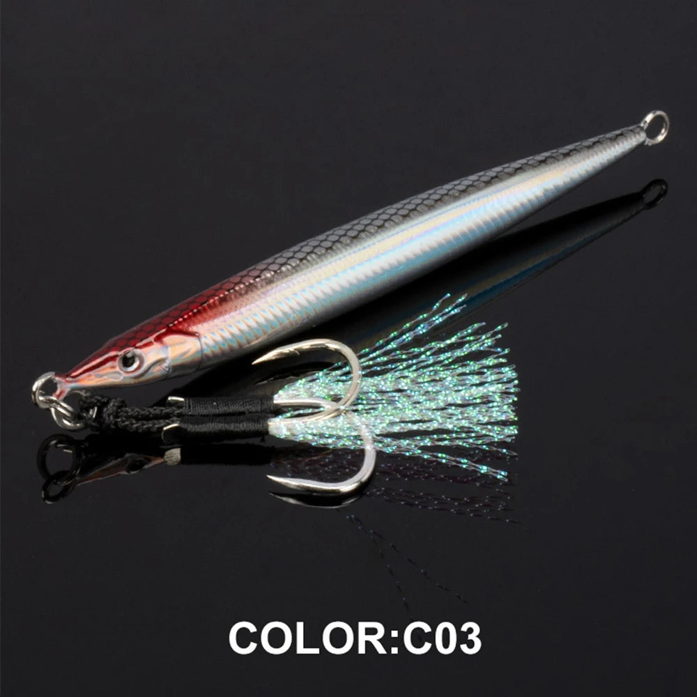 3D Shore Jigging Lure 60g80g100g120g150g180g Metal Jig Sea Bass Spoon Baits Boat Fishing Tackle for Tuna Mahi Marlin