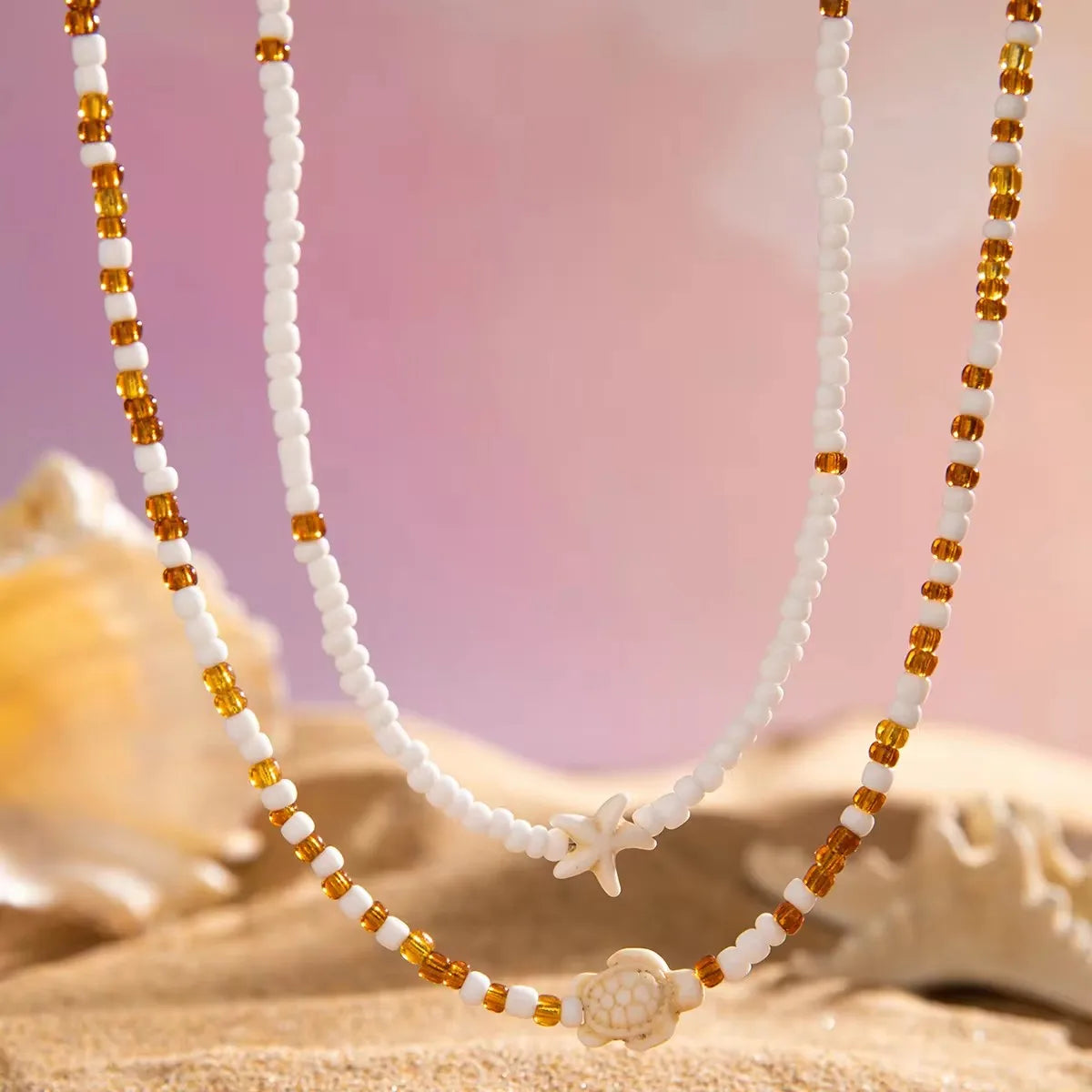 Women’s Bead Necklace Handmade Starfish Tortoise Choker