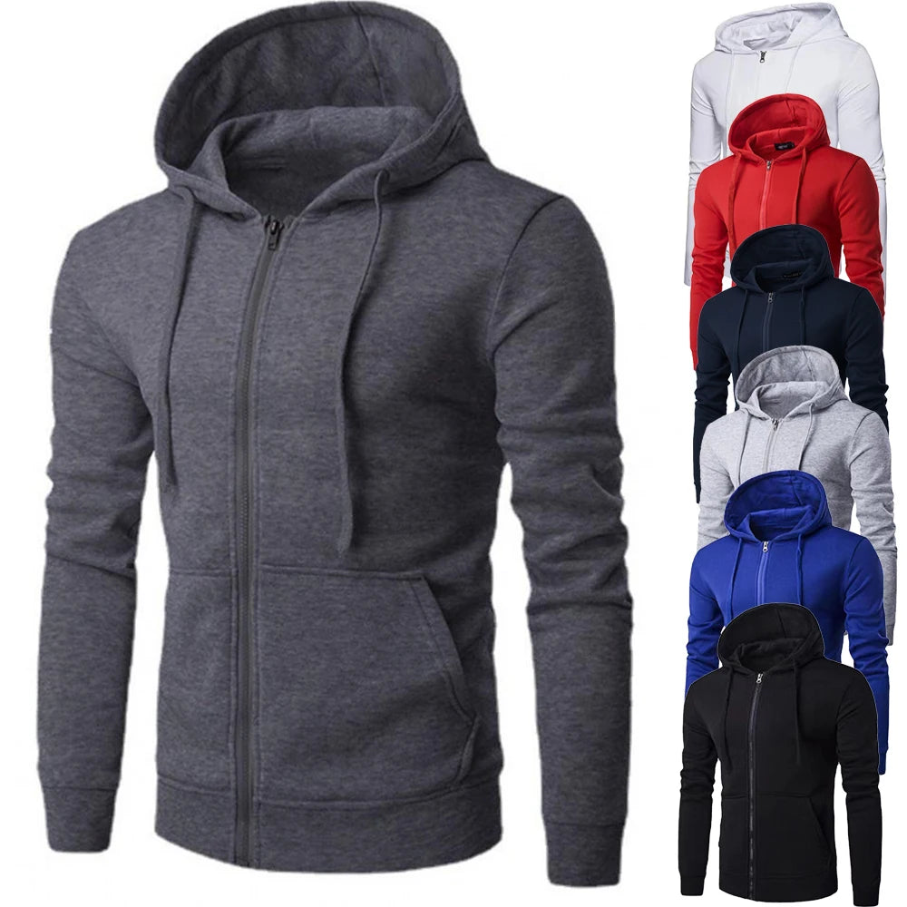 AutumnWear Men Zip Hoodie Sweatshirt Slim Fit - Zipper