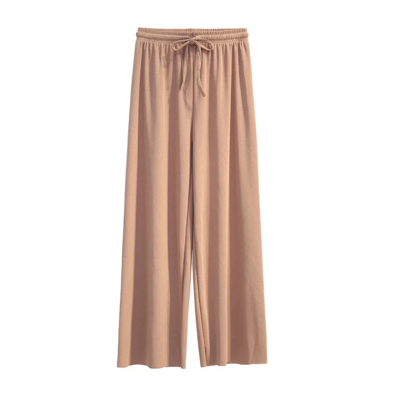 IceSilk Women Ankle Length Wide Leg Pants - Elastic Waist