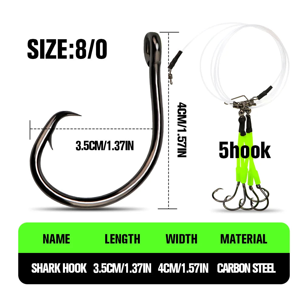 Big Game Fishing Hook Rig with 5 Hooks 1 Piece