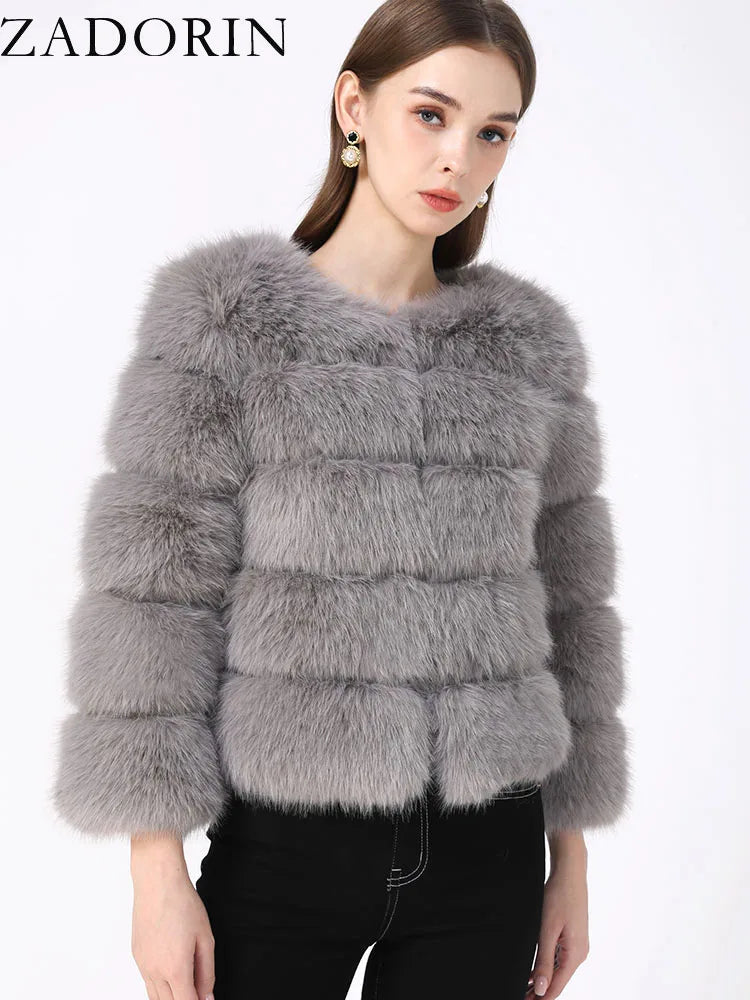 ZADORIN Woman’s Fluffy Winter Mink Coat Faux Fur S-6XL