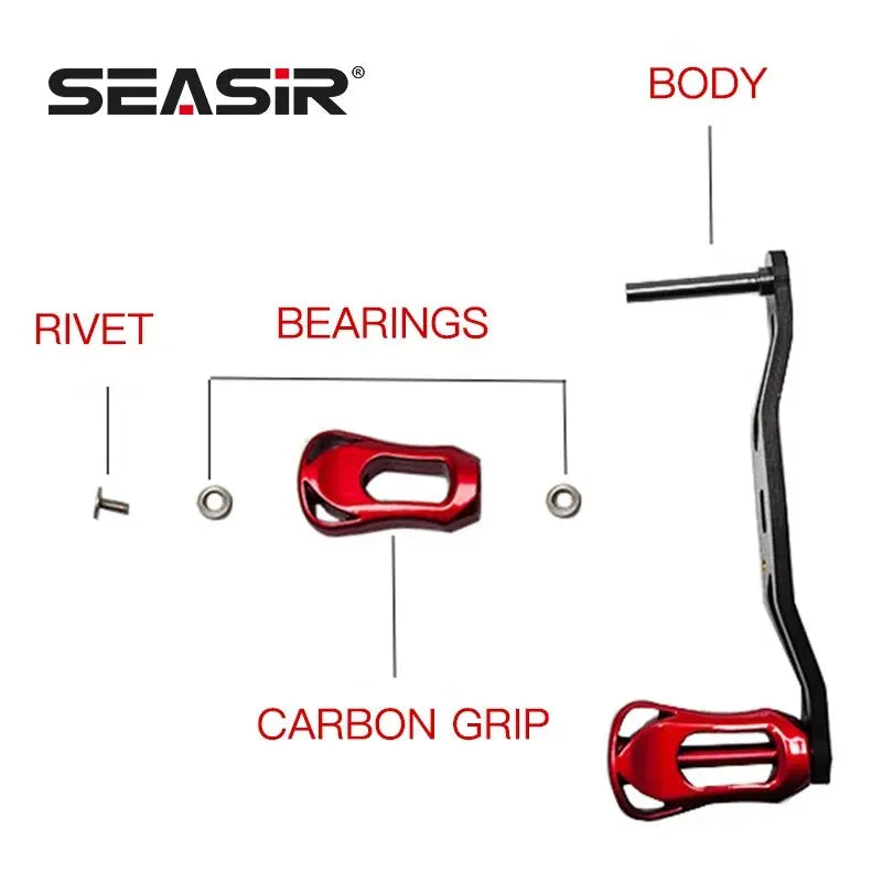 SEASIR Carbon Fiber Fishing Reel Handle Ultra Light Grip 6 COLORS Refit For Baitcasting Reel Accessories Include Daiwa,shimano