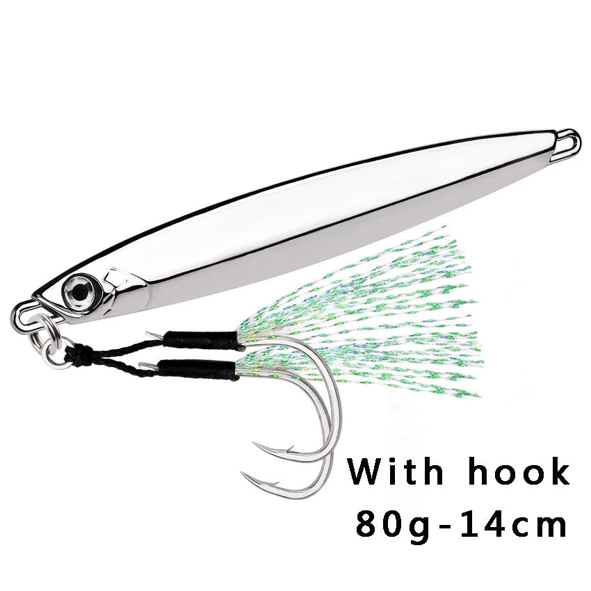 Metal Spoon Jig Fishing Lure 60g 80g 100g Long Cast Jigging Bait Lures Fishing Wobbler for Sea Bass Big Game Sinking Lures