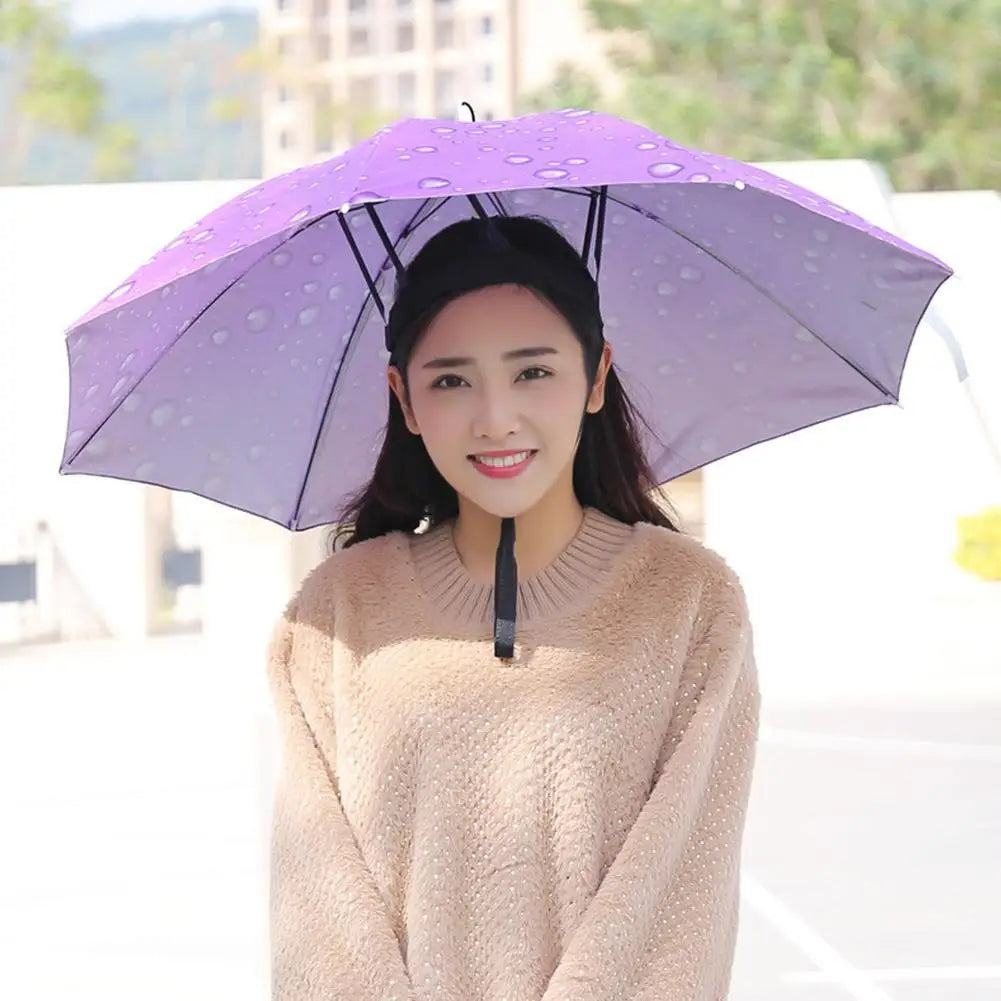 Outdoor Fishing Caps Foldable Head Umbrella Hat Anti Rain Sun Protection Travel Hiking Beach Camping Golfing Outdoor Activities