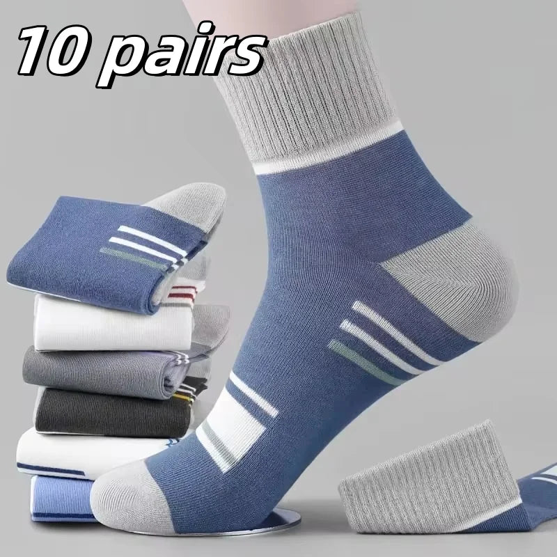 Breathable Sports Bamboo Fiber Men’s Socks Sweat Absorption 10/5/3pairs