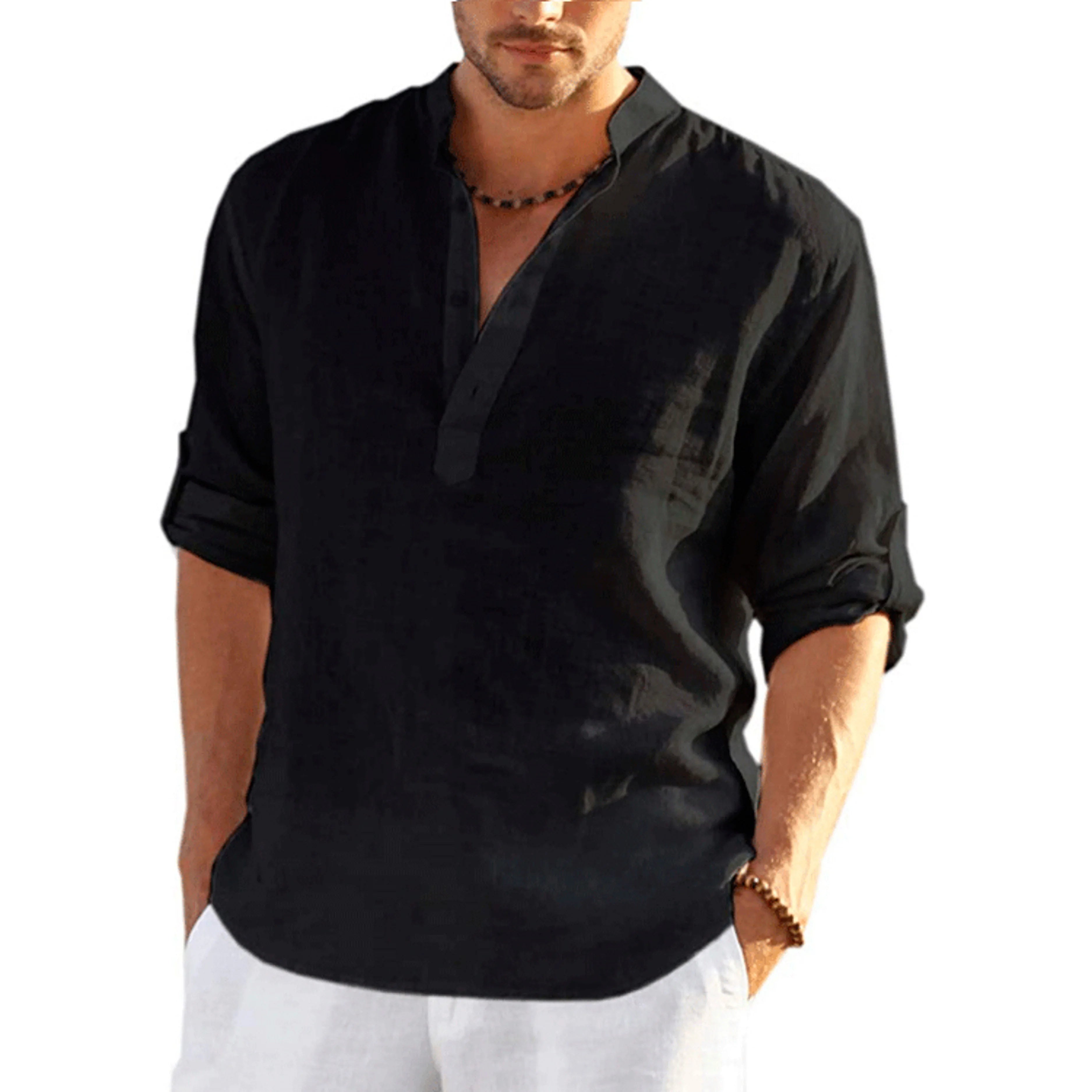 Urban Thread Casual Cotton Stand Up Collar Shirt - Slim Fit