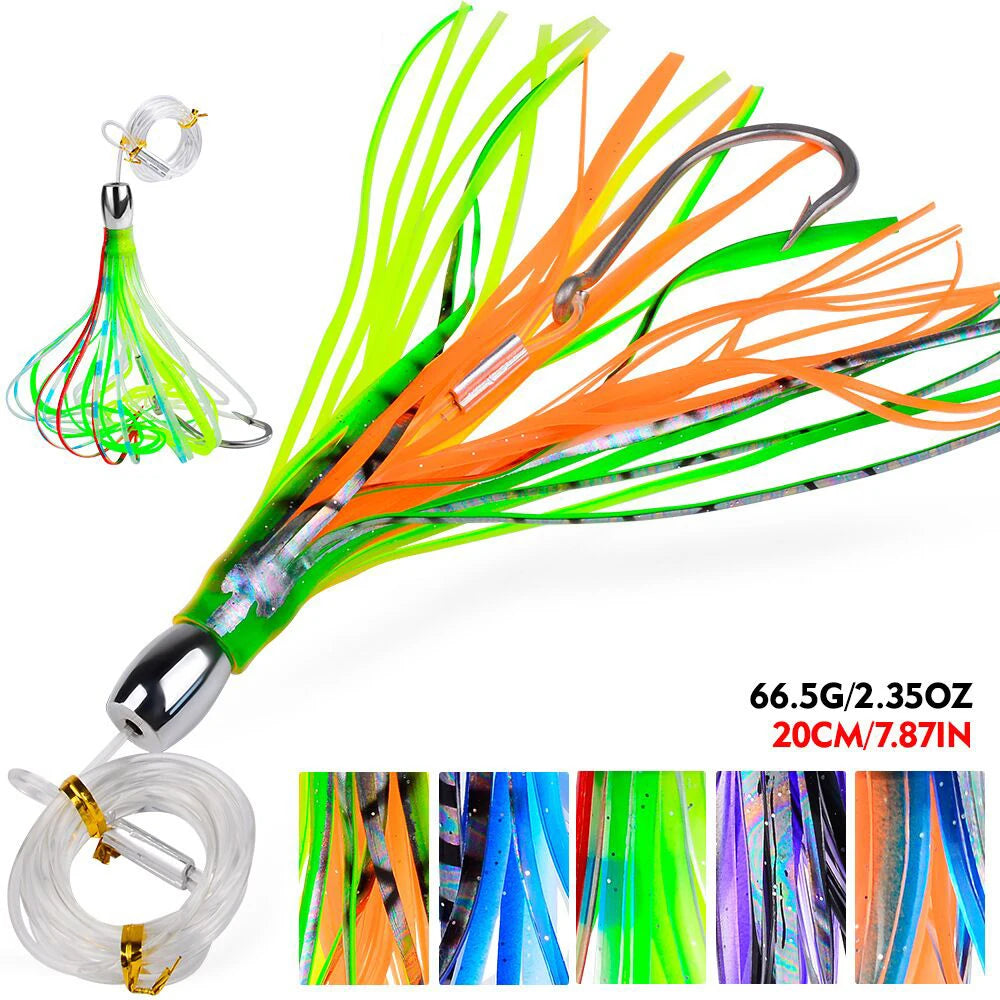 Big Game Trolling Lure Saltwater Fishing Octopus Squid Skirt Marlin, Tuna, Wahoo, Dorado, Yellowtail 1PC 20cm 66.5g