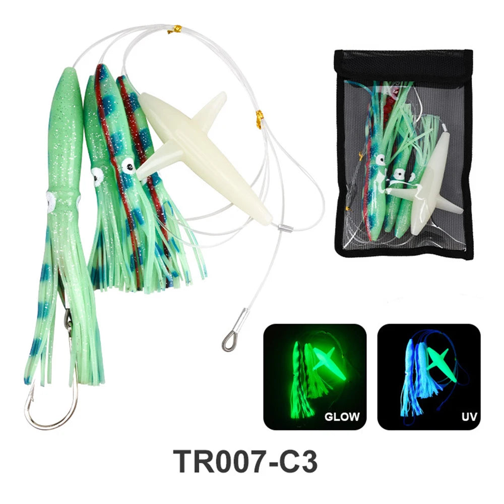 9"Rig Bird Trolling Lures Fishing Rigged Lure Squid Tuna Daisy Chain Artificial Bait Saltwater Big Game Fishing Mahi Marlin