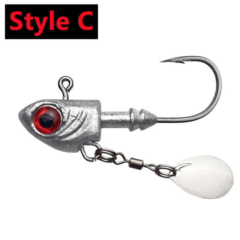 3PCS Jighead Fishhooks 3.5g-33g Fishing Hooks With Treble Hook Sequin Spoon Soft Worm Assist Fishing Hooks Soft Worm Accessoriesni