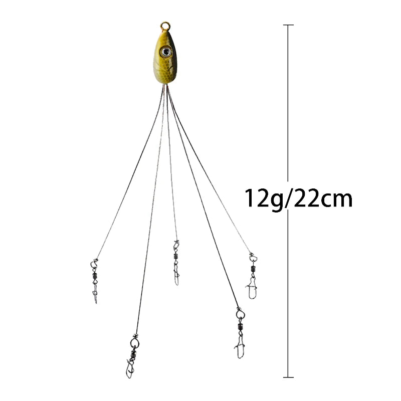 Umbrella Fishing lure Rig 5 Arms Alabama Rig Head Swimming Bait Bass Fishing Group Lure Snap Swivel Spinner, 18g