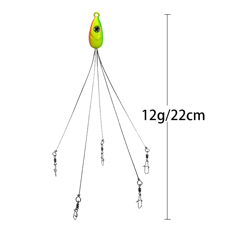 Umbrella Fishing lure Rig 5 Arms Alabama Rig Head Swimming Bait Bass Fishing Group Lure Snap Swivel Spinner, 18g
