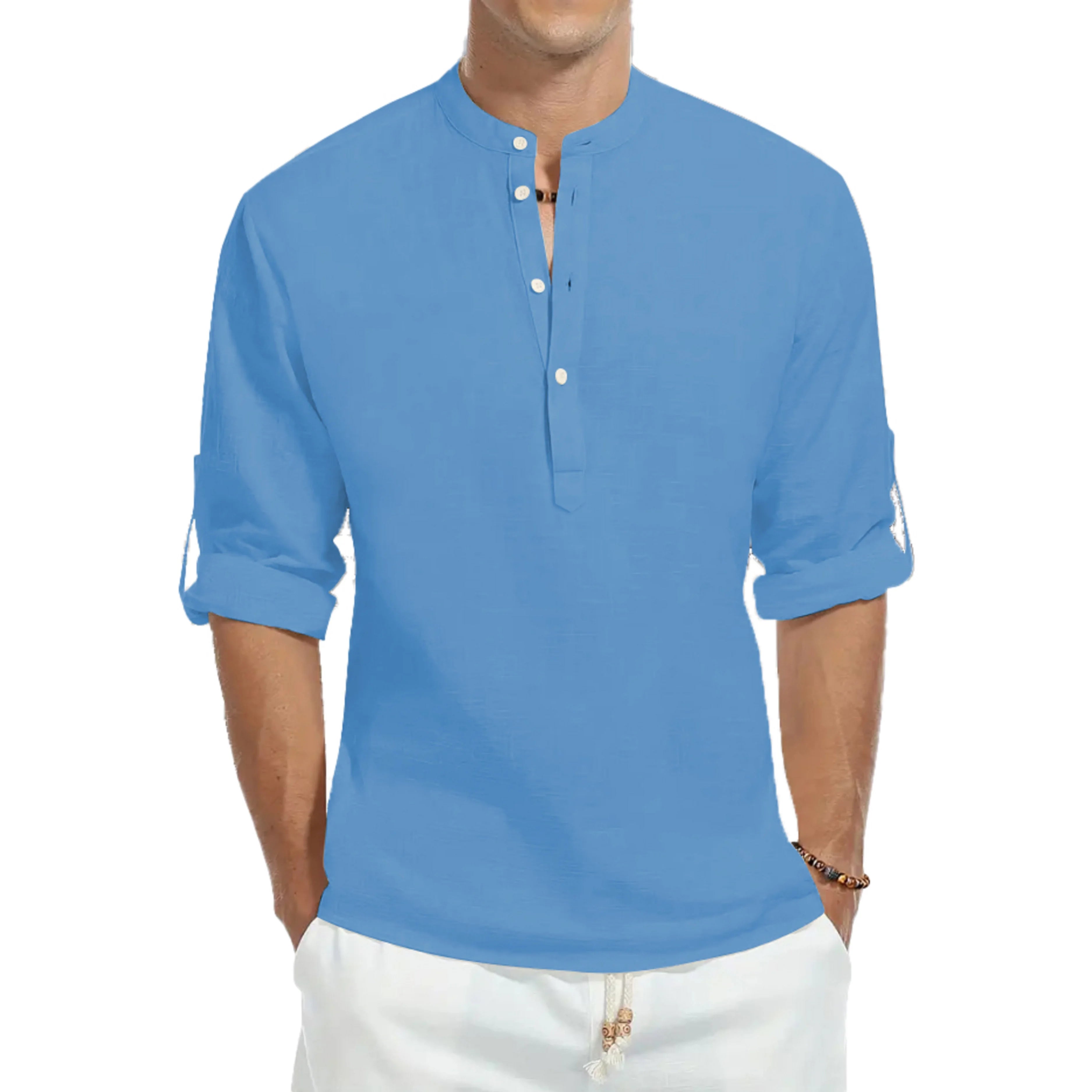 Urban Thread Casual Cotton Stand Up Collar Shirt - Slim Fit