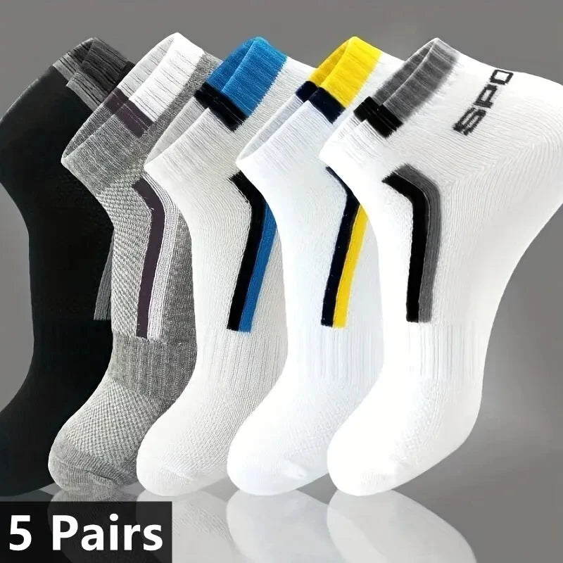 Breathable Sports Bamboo Fiber Men’s Socks Sweat Absorption 10/5/3pairs