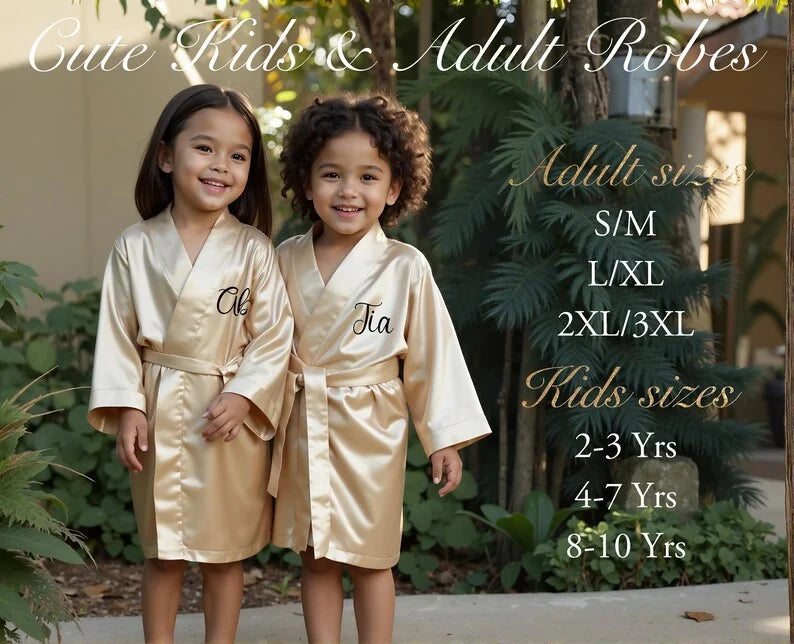 Bridal Satin Custom Bridesmaid Kimono - Personalized Robes