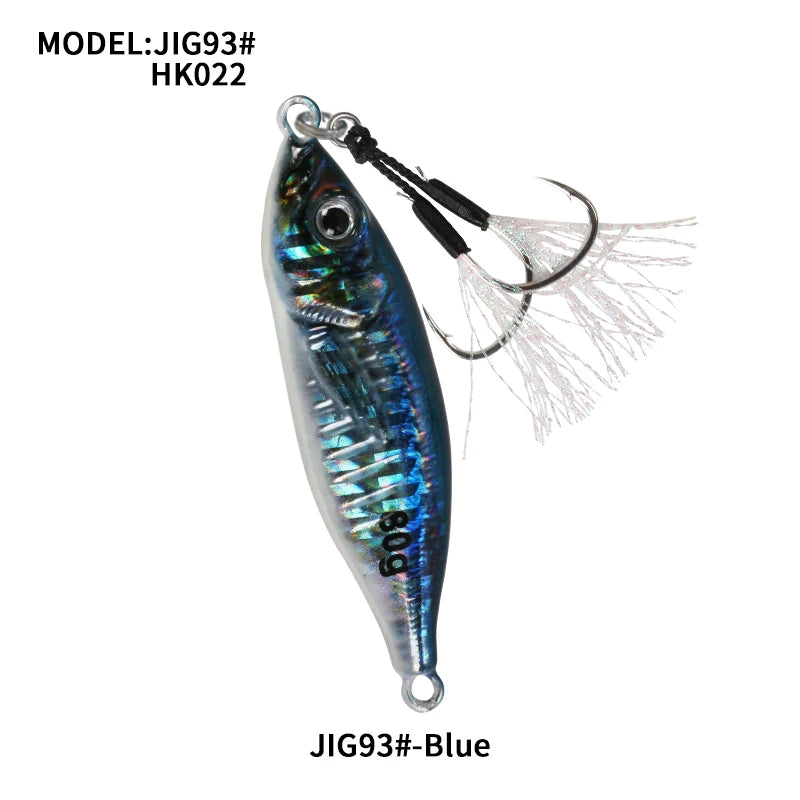 30g 40g 60g 80g Metal Jig Little Jack Fishing Lure Micro Jigging Lure 3D Print Slow Shore Casting Spoon Bait With Assist Hooks