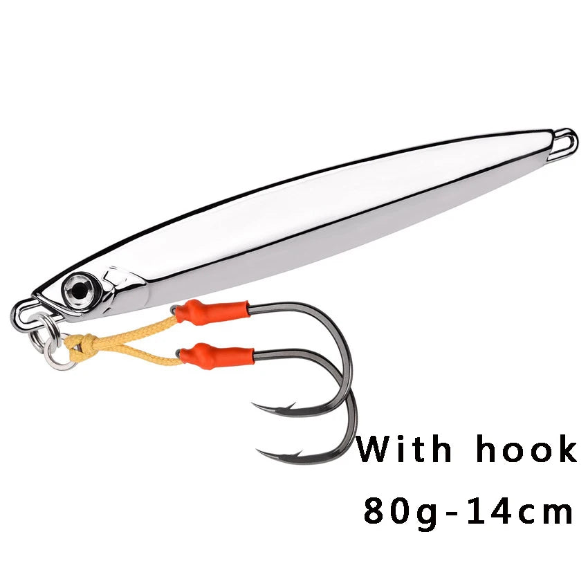 Metal Spoon Jig Fishing Lure 60g 80g 100g Long Cast Jigging Bait Lures Fishing Wobbler for Sea Bass Big Game Sinking Lures