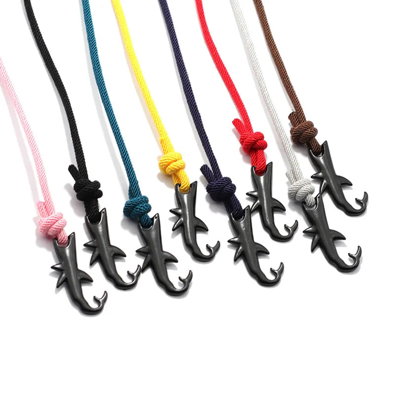 Noter New Shark Bracelet Unisex Double Layer Adjustable 3mm Cord Chain Braclet Beach Jewelry Accessories Surfer Bracelet.
