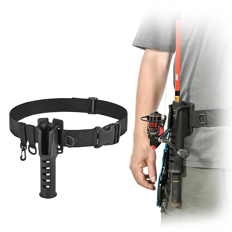 Fishing Rod Belt Holder Adjustable Wading Belt Lure Fishing Rod Insertion Hanging Buckle for Spinning Casting Fly Fishing