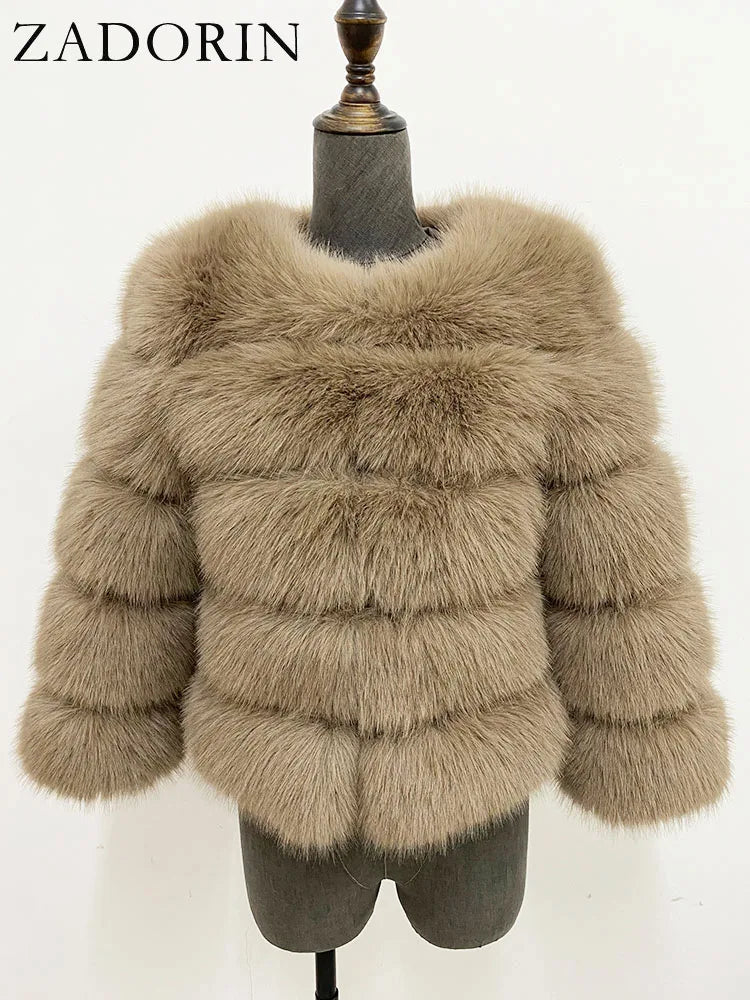 ZADORIN Woman’s Fluffy Winter Mink Coat Faux Fur S-6XL