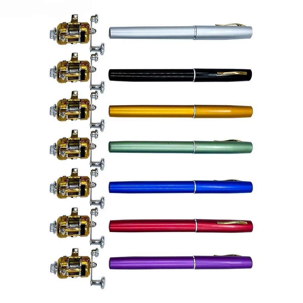 Fishing Rod Reel Combo Set Mini Telescopic Pocket Pen Fishing Rod Pole + Reel