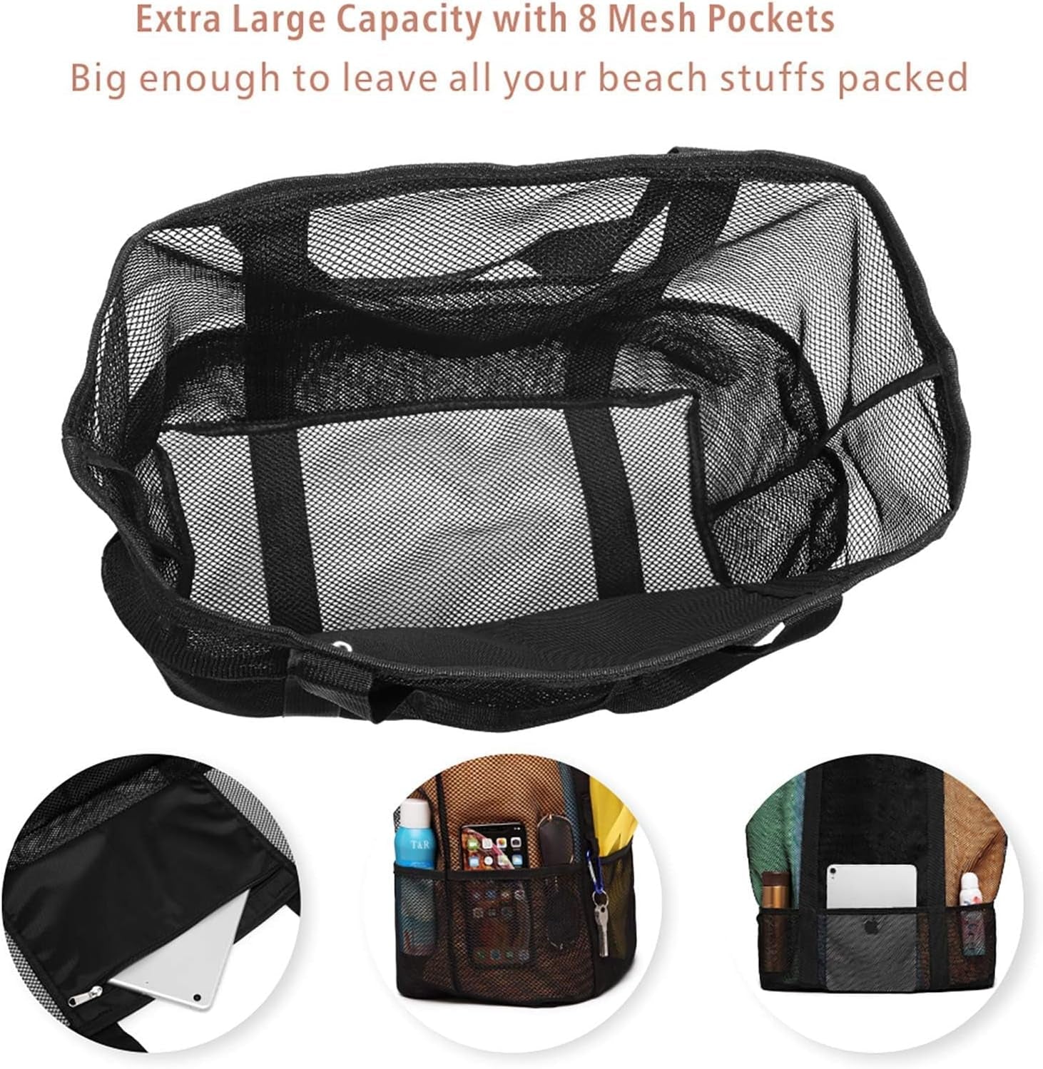 Mesh Beach Bag Family - Large Tote Bag for Cruise Pool Toys Beach Vacation Essentials