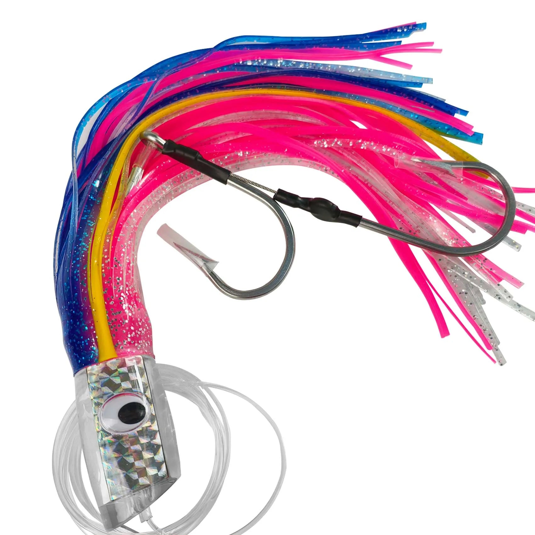 Aventik Resin Slant Head Trolling Lure with 3D Eyes and Dual-Layer Silicone Skirt for Tuna Mahi Mahi, Marlin, Wahoo and Sailfish