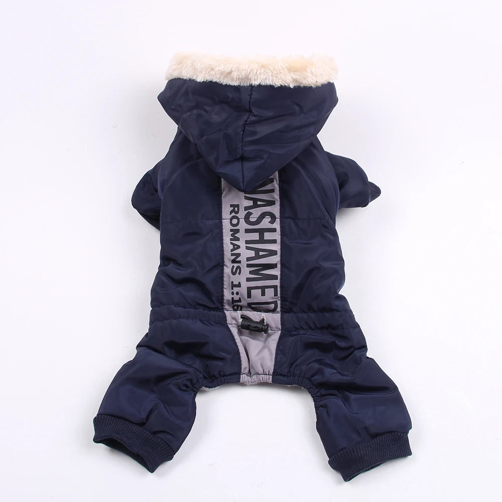Dogs Cats Warm Jumpsuit Hoodie Windbreaker Outfit Winter Pet Clothing