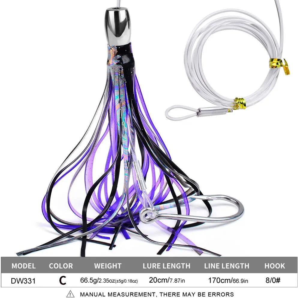 Big Game Trolling Lure Saltwater Fishing Octopus Squid Skirt Marlin, Tuna, Wahoo, Dorado, Yellowtail 1PC 20cm 66.5g