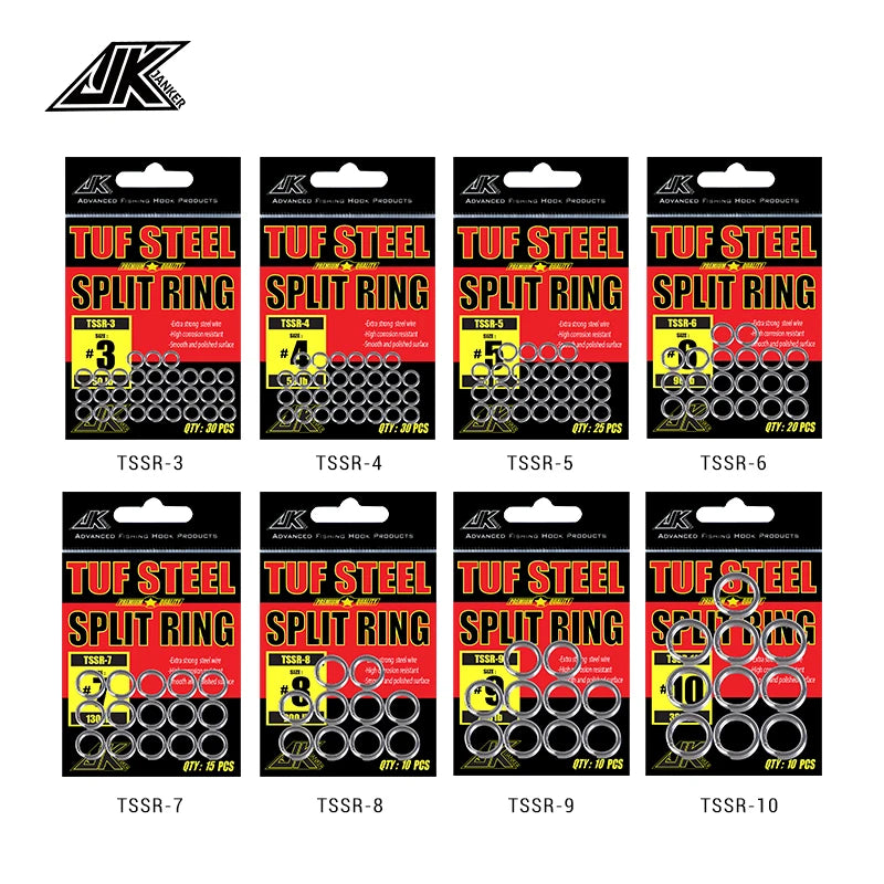 JK 1pack No.3-10/6-14mm HOT Fishing Split Rings For Heavy Duty Fish hook Connector Assist Hooks Sea Fishing Accessories Tackle