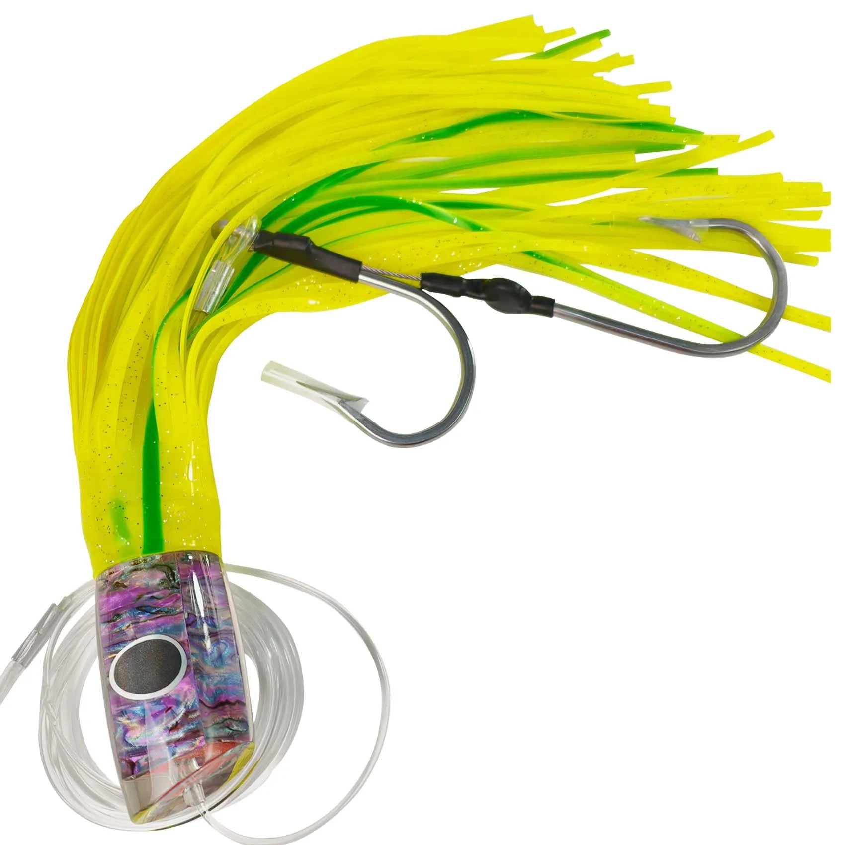 Aventik Resin Slant Head Trolling Lure with 3D Eyes and Dual-Layer Silicone Skirt for Tuna Mahi Mahi, Marlin, Wahoo and Sailfish
