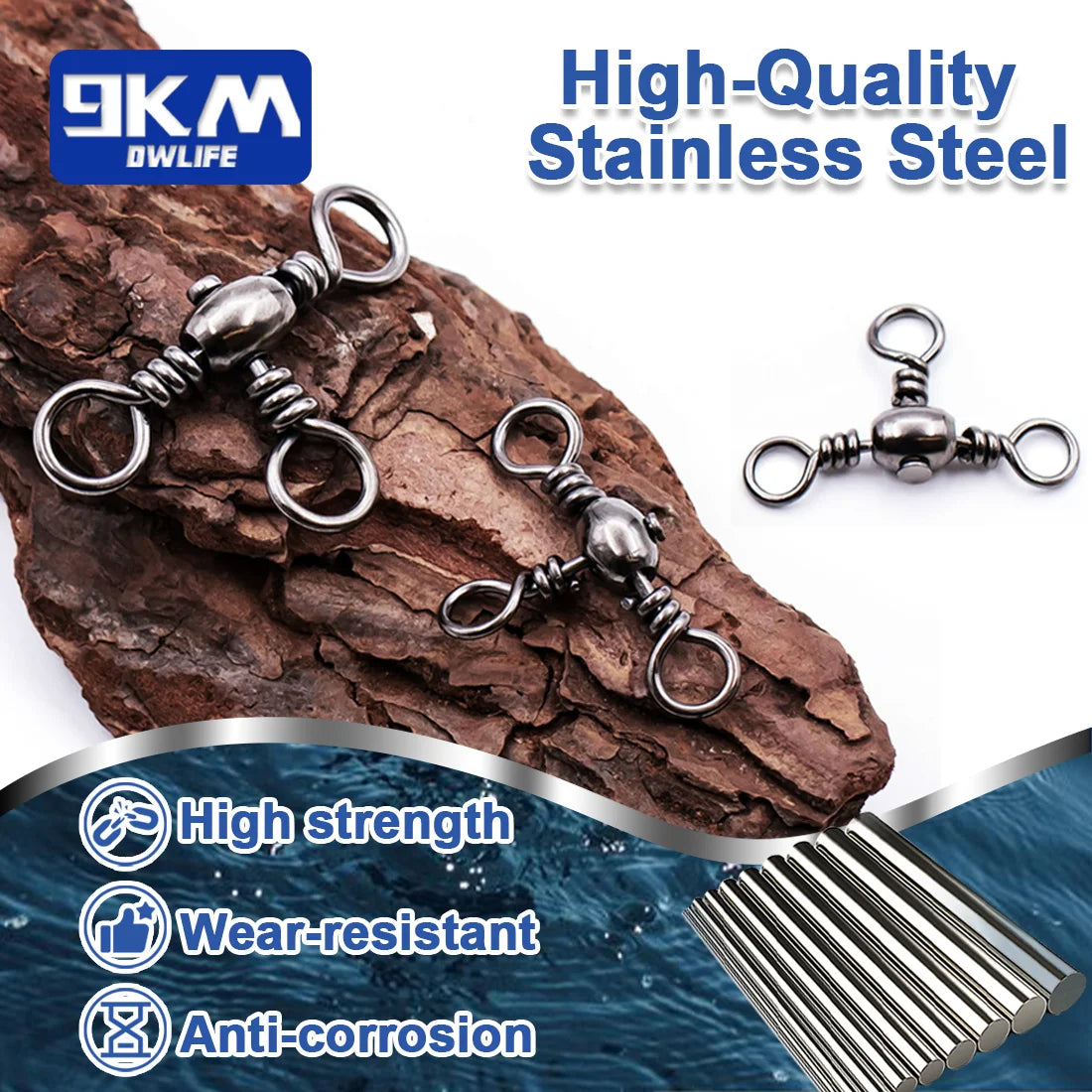 3 Way Swivels 25~100Pcs Swivels Fishing Tackle Catfish Tackle Stainless Brass Catfish Surf Rigs Saltwater Fishing Barrel Swivels