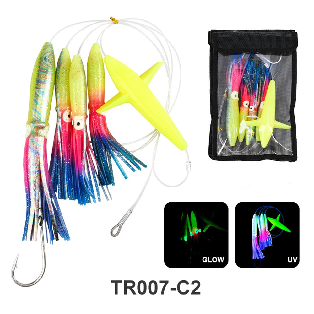 9"Rig Bird Trolling Lures Fishing Rigged Lure Squid Tuna Daisy Chain Artificial Bait Saltwater Big Game Fishing Mahi Marlin